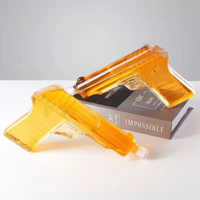 河间华企吹制手枪酒瓶高硼硅玻璃泡酒瓶工艺酒瓶500ml